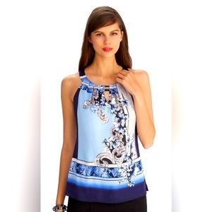 White House Black Market Sleeveless keyhole printed top, size 6 EUC like new